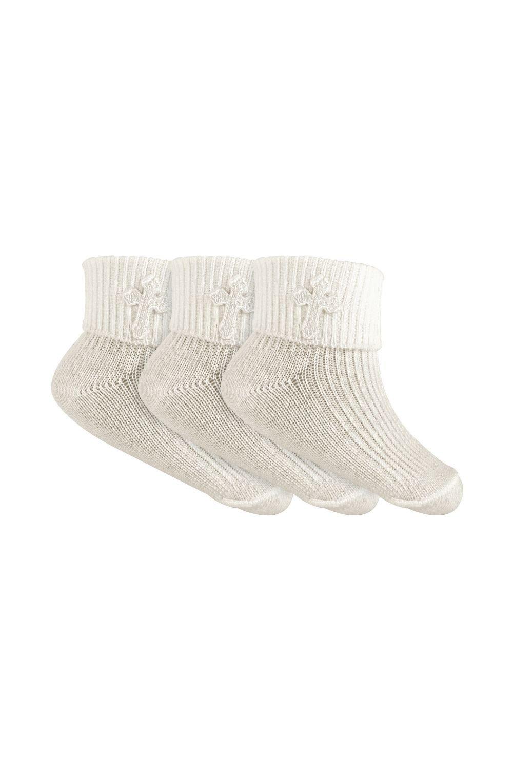 Крестильные хлопковые носки с вышивкой крестиком Sock Snob, белый крестильные носочки