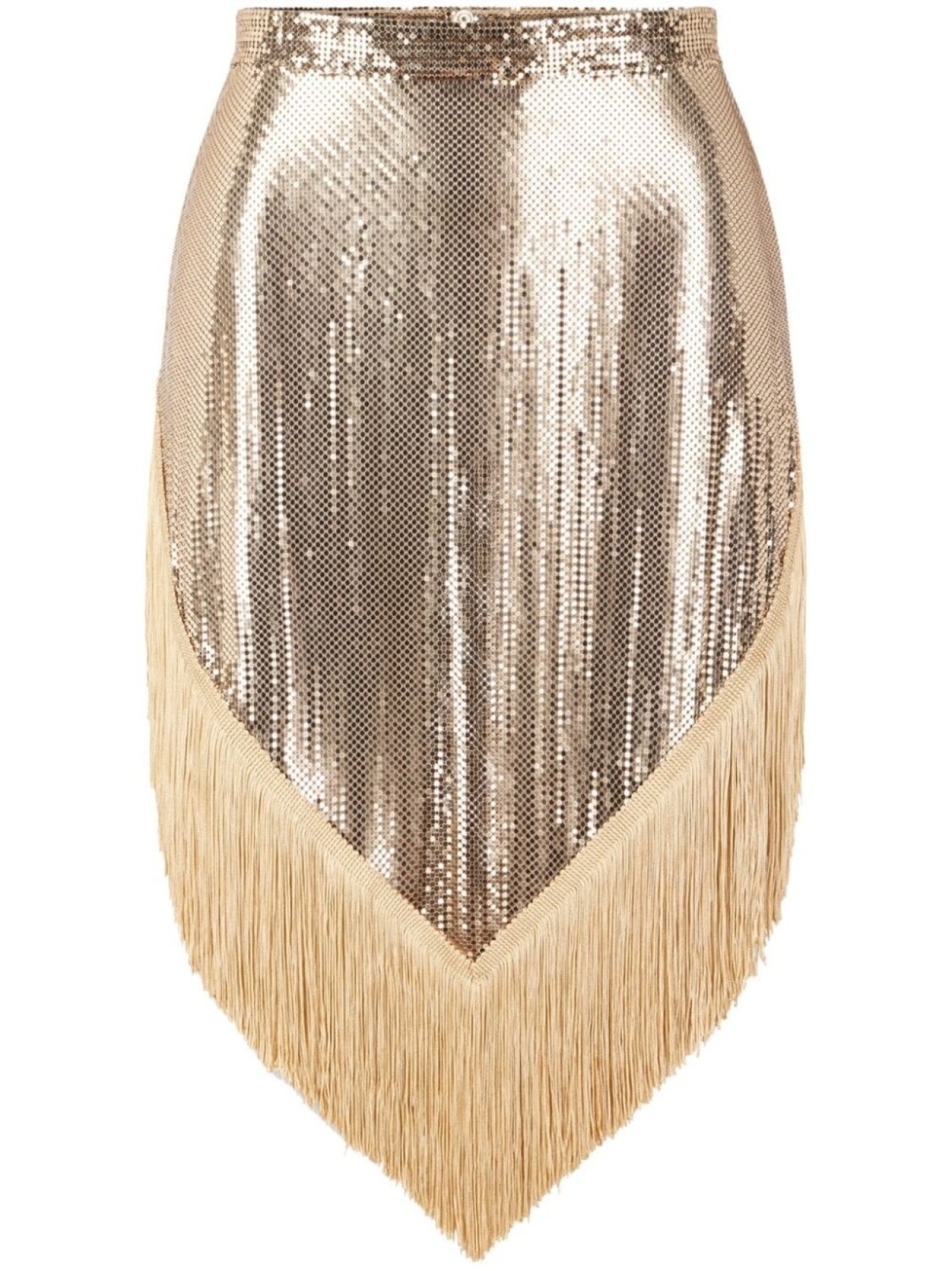 

Rabanne юбка из пайеток с бахромой, золотой