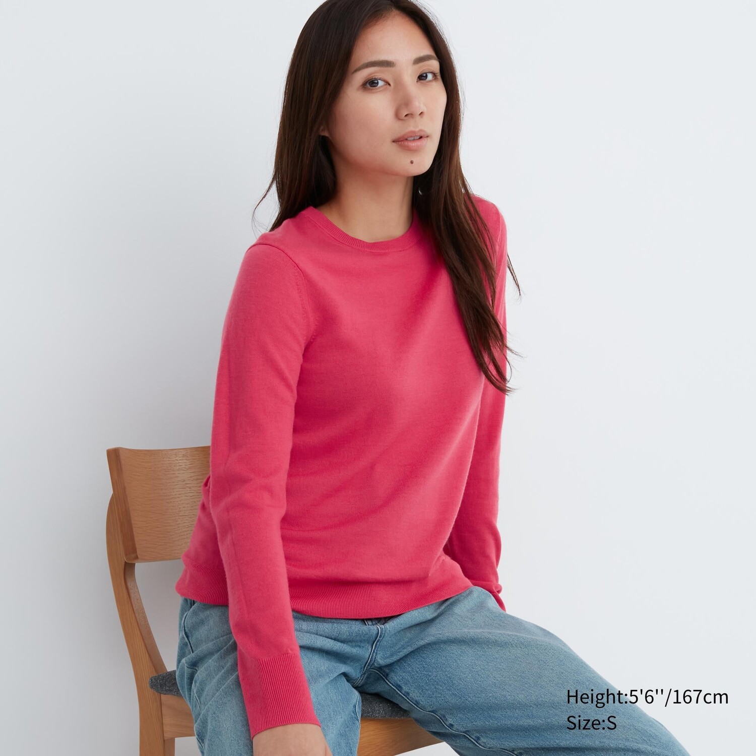 

Джемпер Uniqlo женский из шерсти мериноса с круглым вырезом мягкий, красный