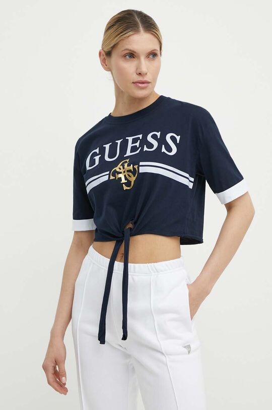 

Хлопковая футболка Guess, темно-синий