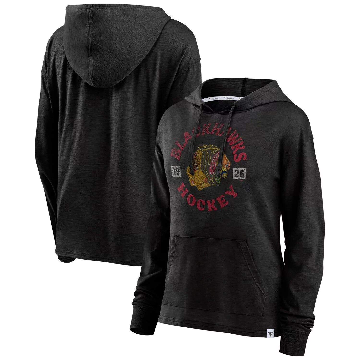 

Женский фирменный черный пуловер с капюшоном Chicago Blackhawks Heritage Salvation Fanatics Fanatics