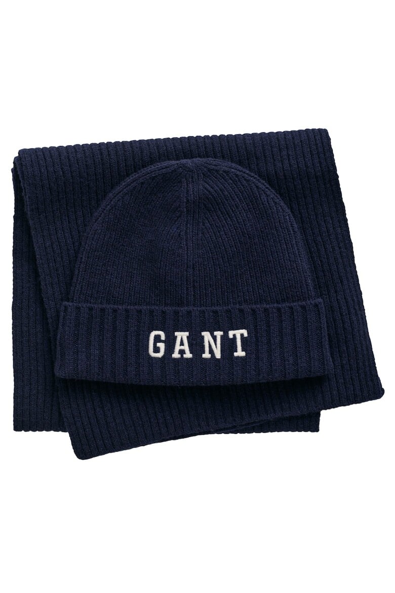 

Шапка и шарф из шерсти Gant, синий
