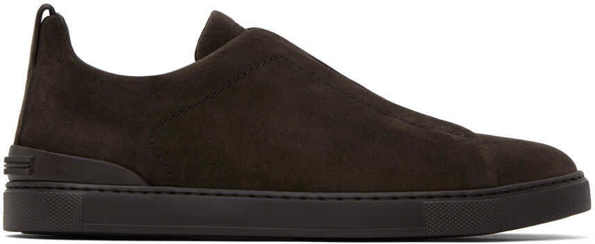 

Коричневые кроссовки с тройной строчкой Zegna, цвет Dark brown