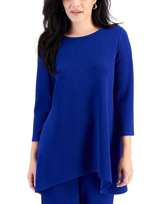 

Новый блестящий однотонный женский вязаный топ JM Collection, цвет Modern Blue