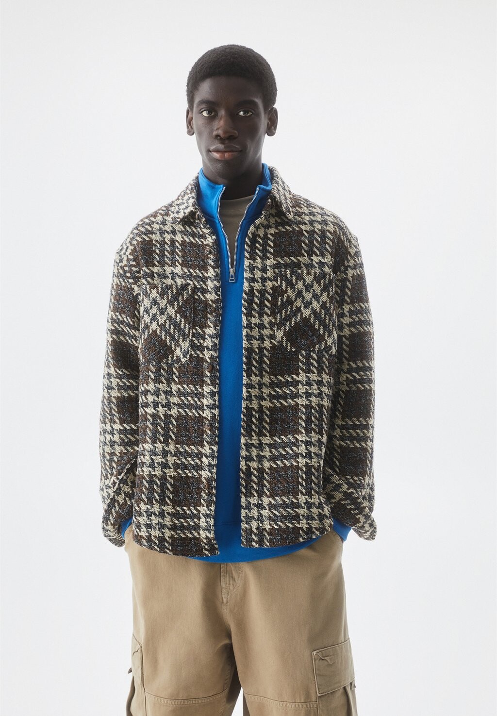 

Легкая куртка Rustic Check PULL&BEAR, черный