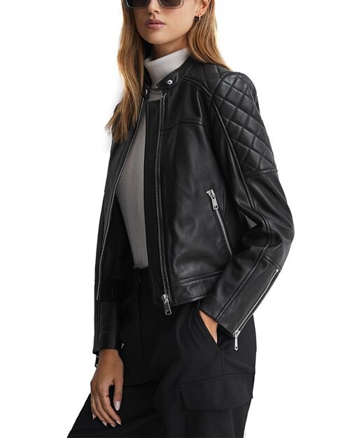 

Кожаная косуха без воротника Adelaide REISS, цвет Black