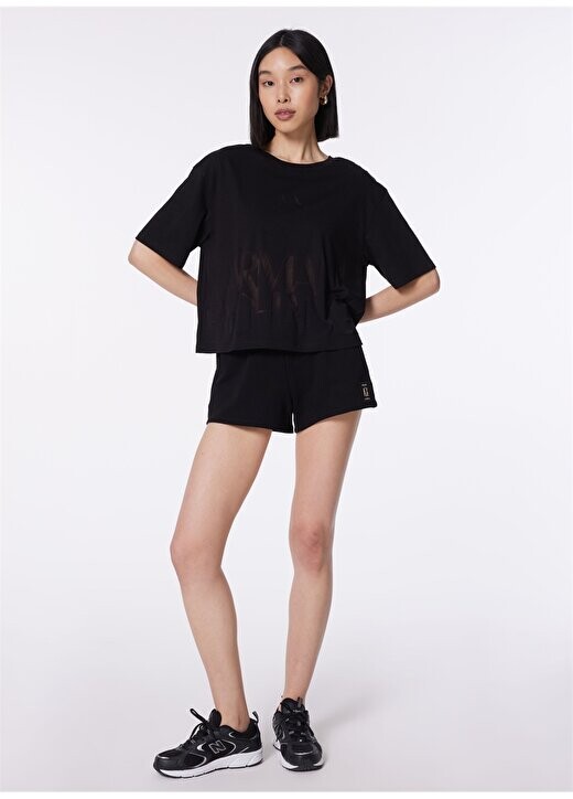 

Черная женская футболка с круглым вырезом с принтом 3DYT33 Armani Exchange, черный