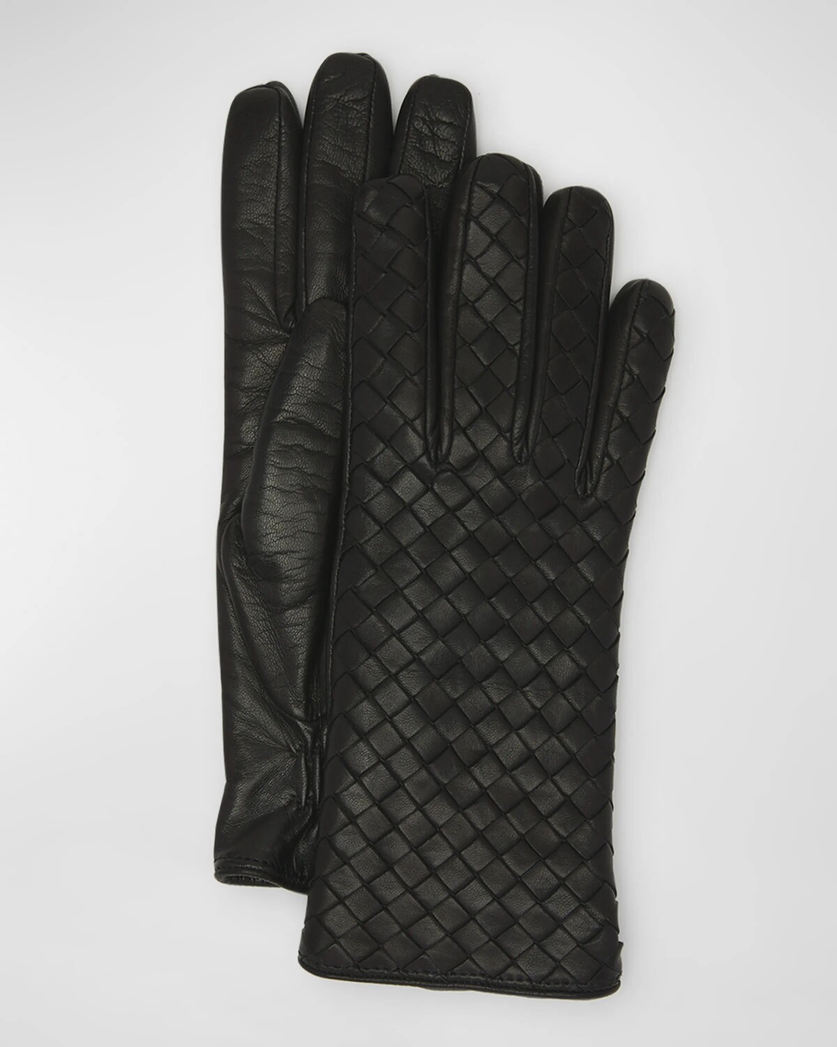 

Тканые кожаные перчатки наппа Bottega Veneta, черный