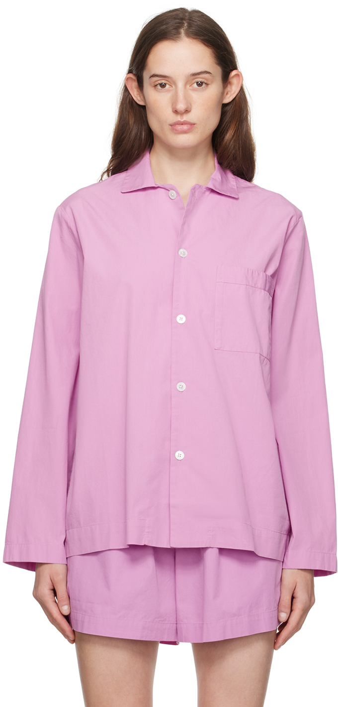 Пурпурная пижамная рубашка с длинным рукавом Tekla, цвет Purple pink