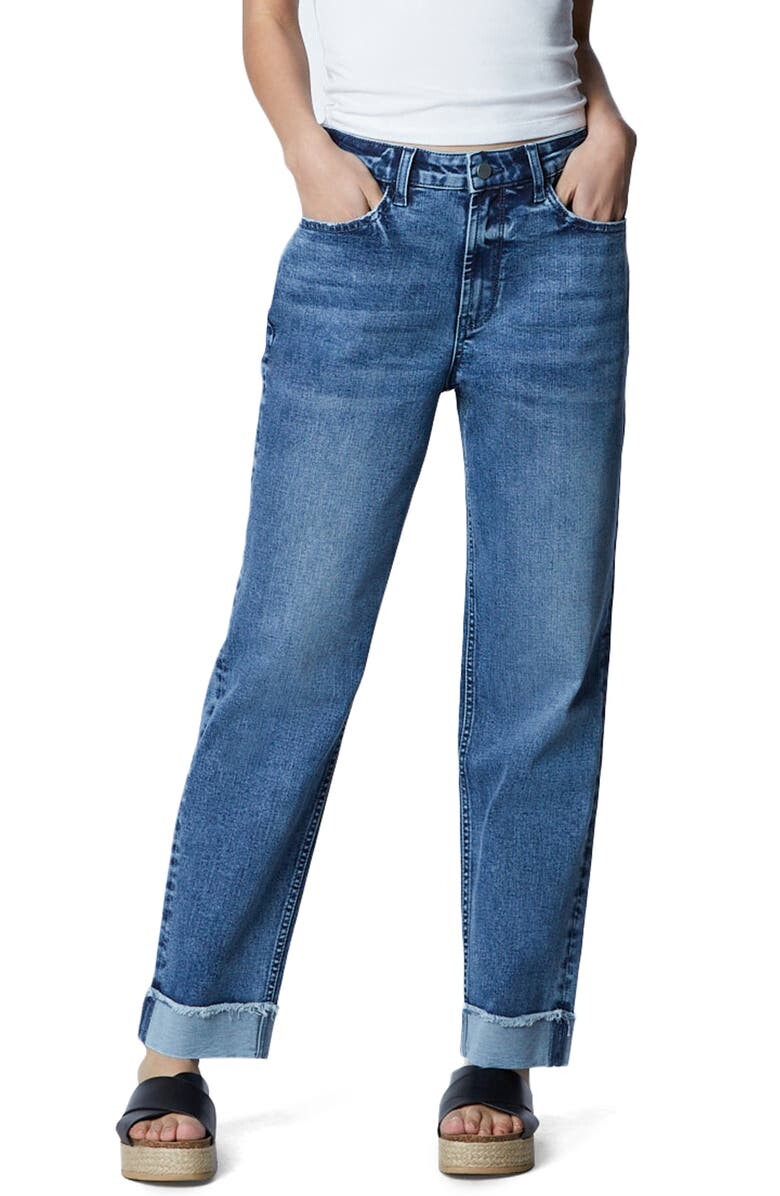 

Джинсы-бойфренды Effortless с завышенной талией и бахромой HINT OF BLU