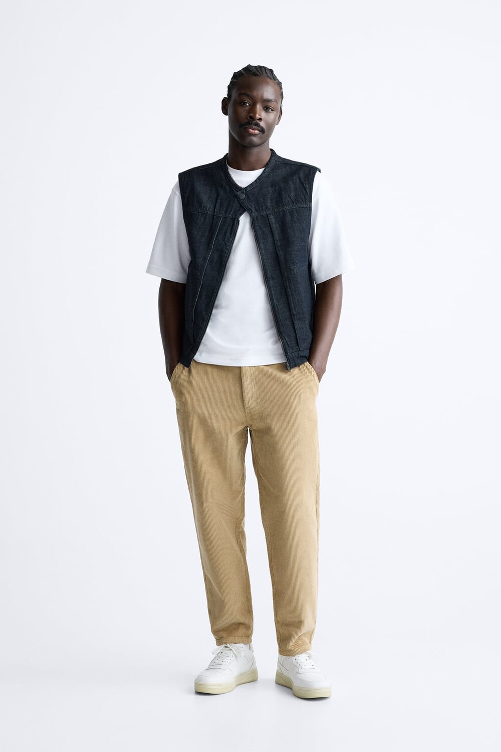 

Вельветовые брюки морковного кроя ZARA, кэмел