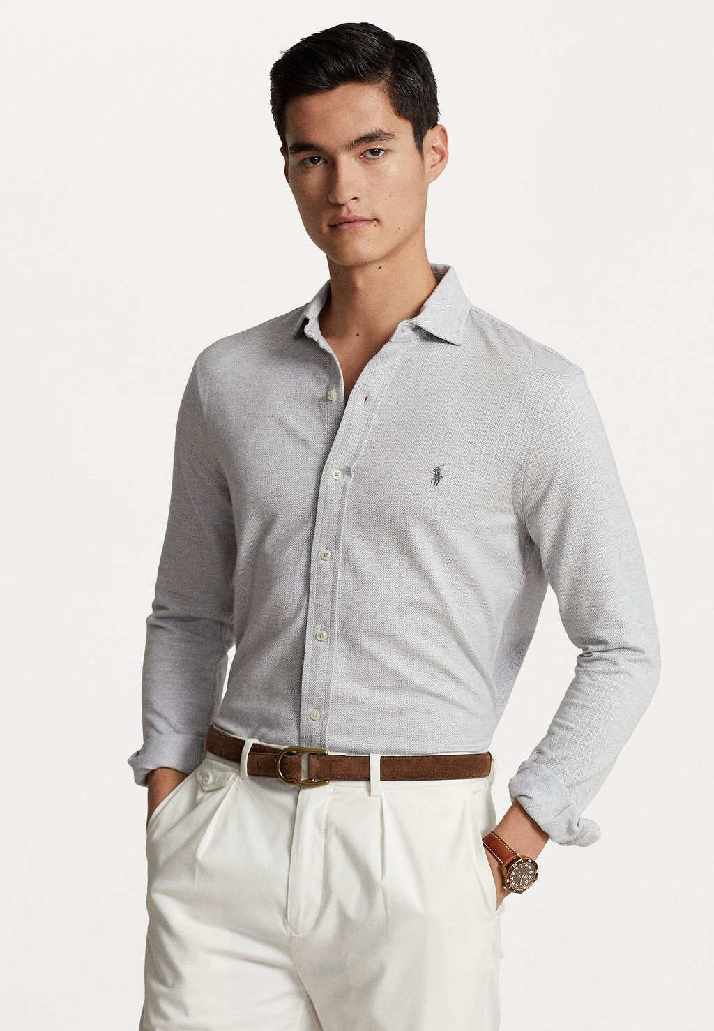 

Рубашка Long Sleeve Polo Ralph Lauren, цвет andover heather/white