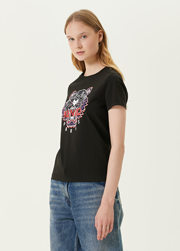 

Черная футболка с круглым вырезом tiger Kenzo, Черный