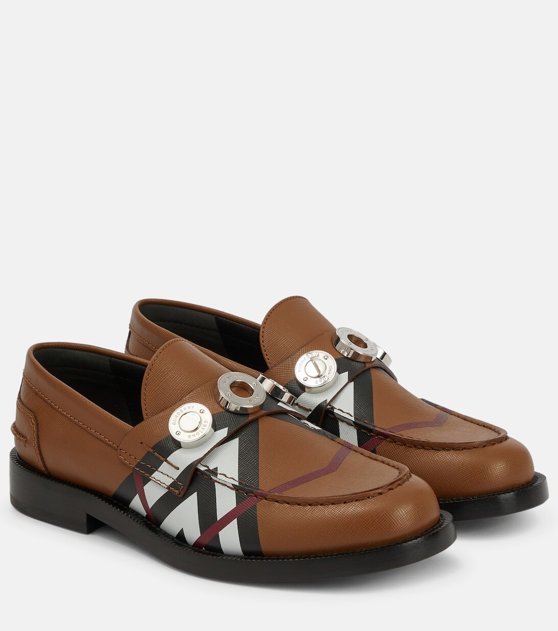 

Украшенные кожаные лоферы Burberry, бежевый