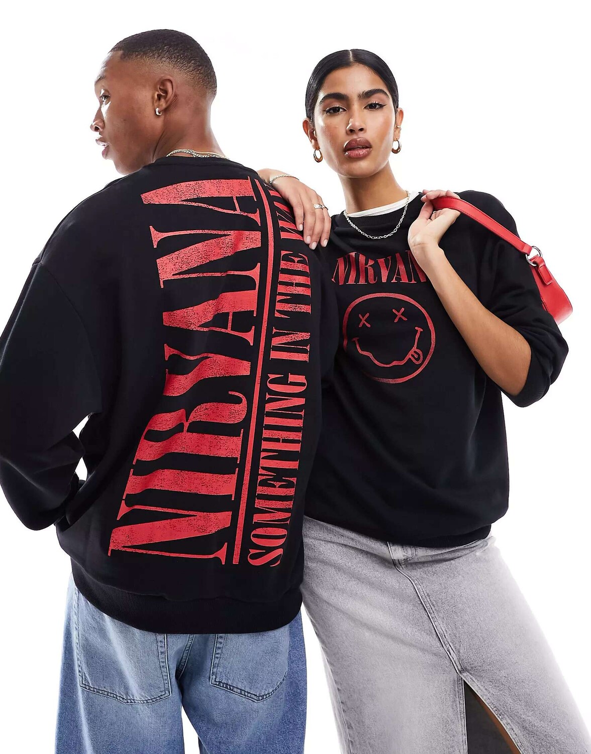

Черный свободный свитшот унисекс с графикой Nirvana ASOS