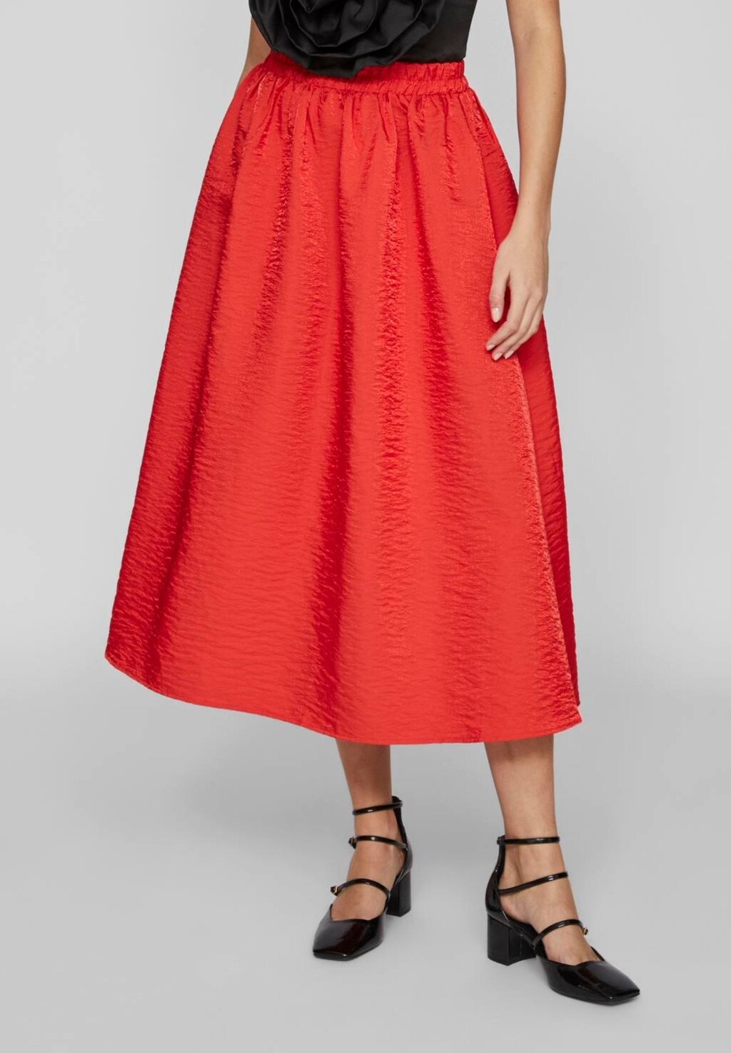 Юбка А-силуэта VIMABELLE MIDI VOLUME SKIRT VILA, цвет poppy red юбка а силуэта onlmarise midi skirt only tall цвет poppy red