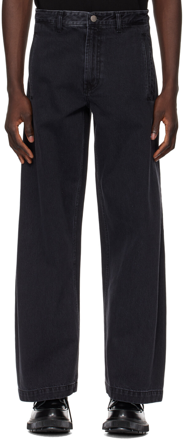 

Черные широкие складные джинсы Solid Homme