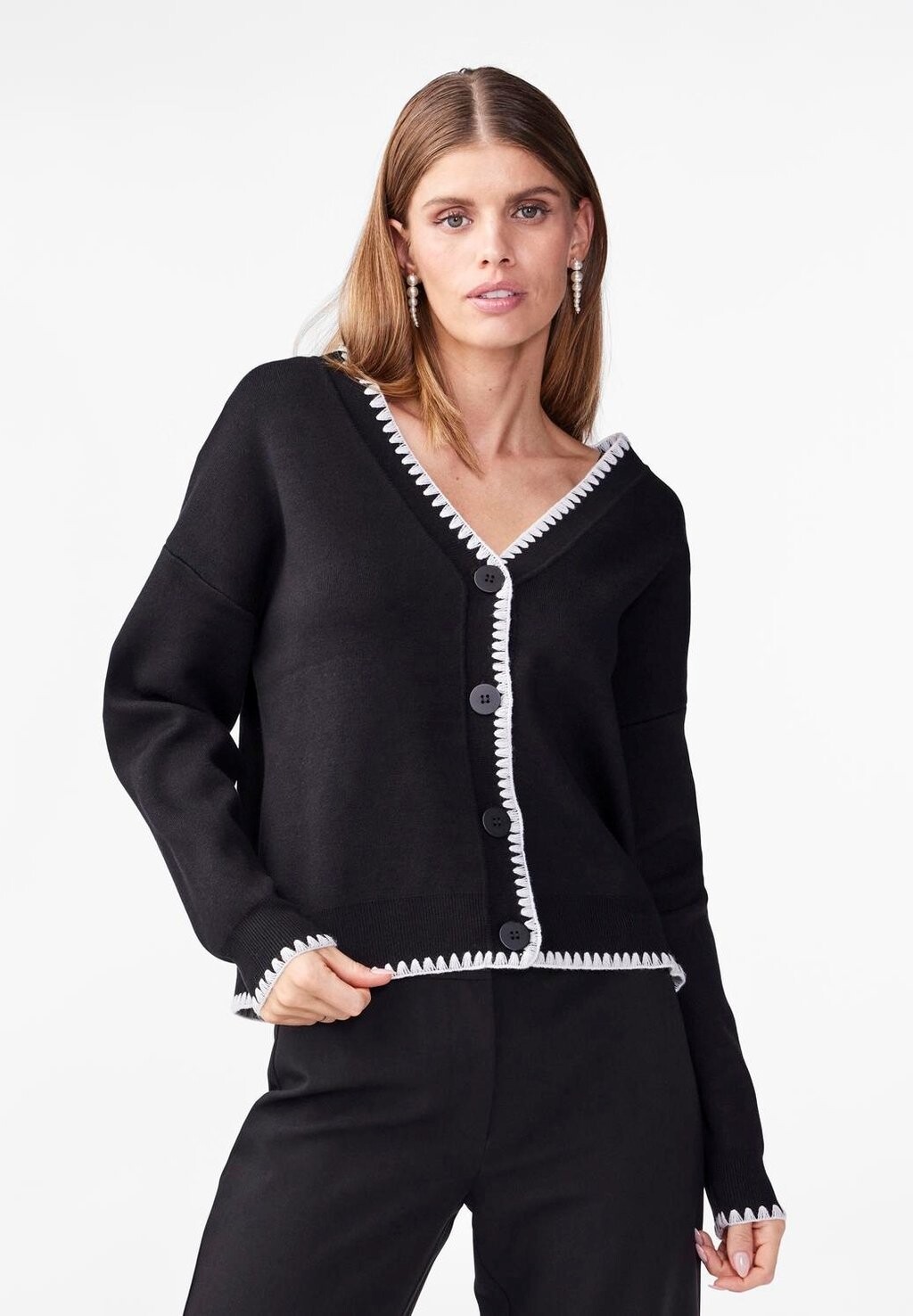 

Кардиган YAS YASSTITCH CARDIGAN, цвет black/white
