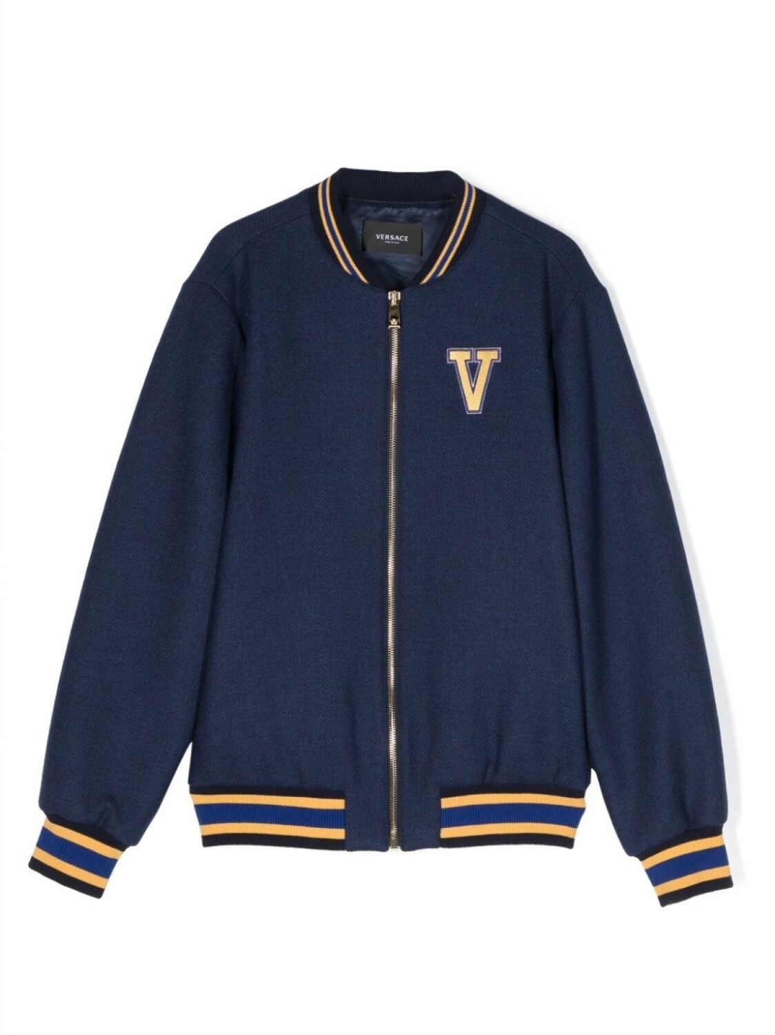 

Versace Kids бомбер с нашивкой-логотипом, синий