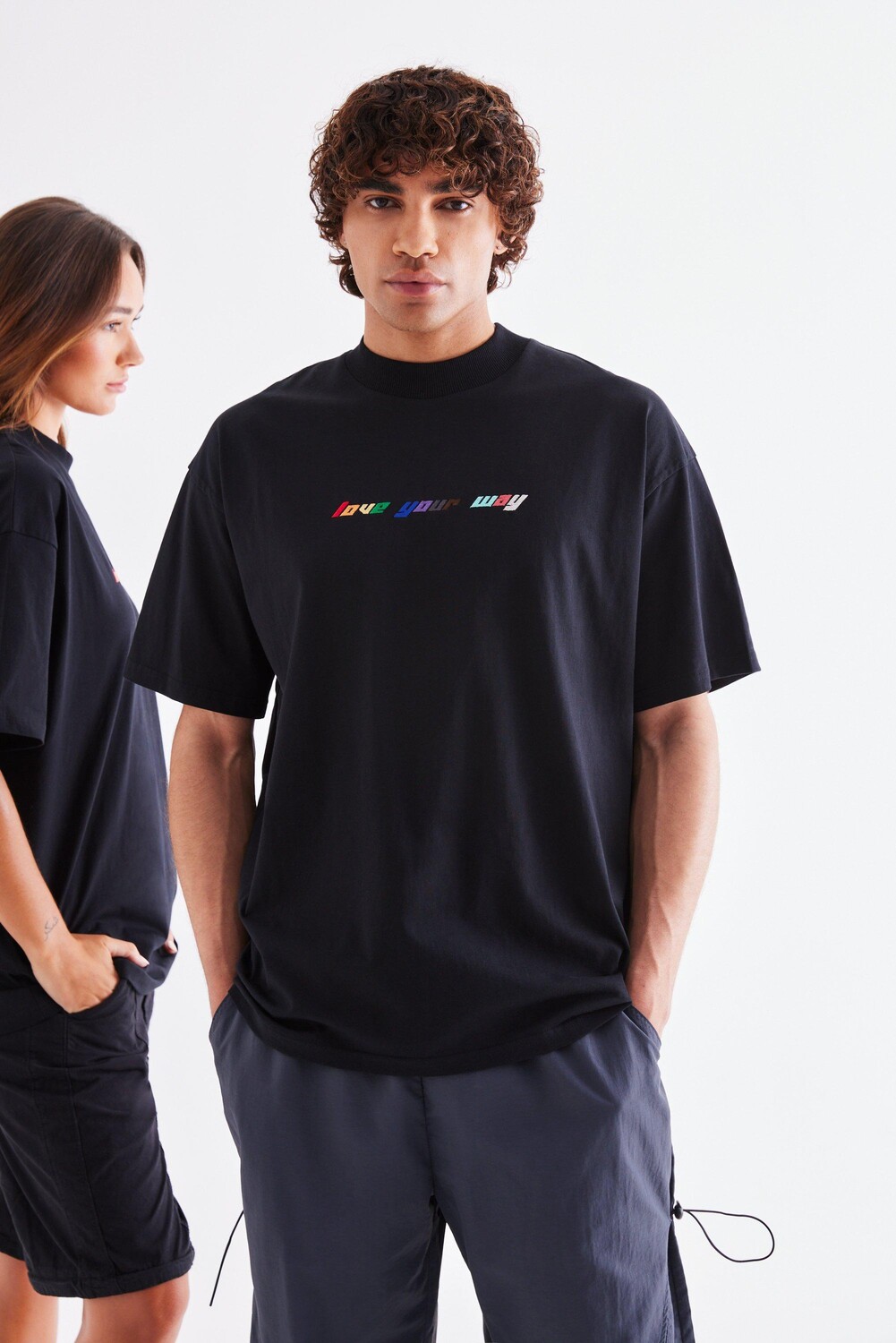 

Футболка oversized love your way pride с вышивкой Boohoo, черный