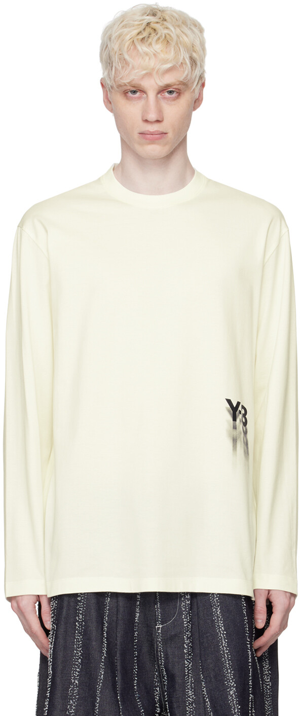 

Кремового цвета футболка с длинным рукавом и рисунком Y-3, цвет Off white