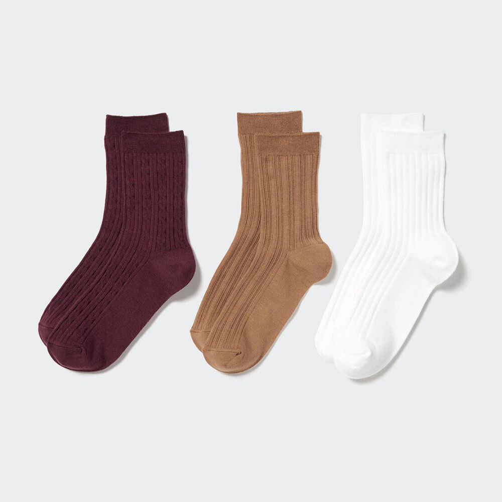 

Женские носки Uniqlo длинные 3 пары, темно-красный