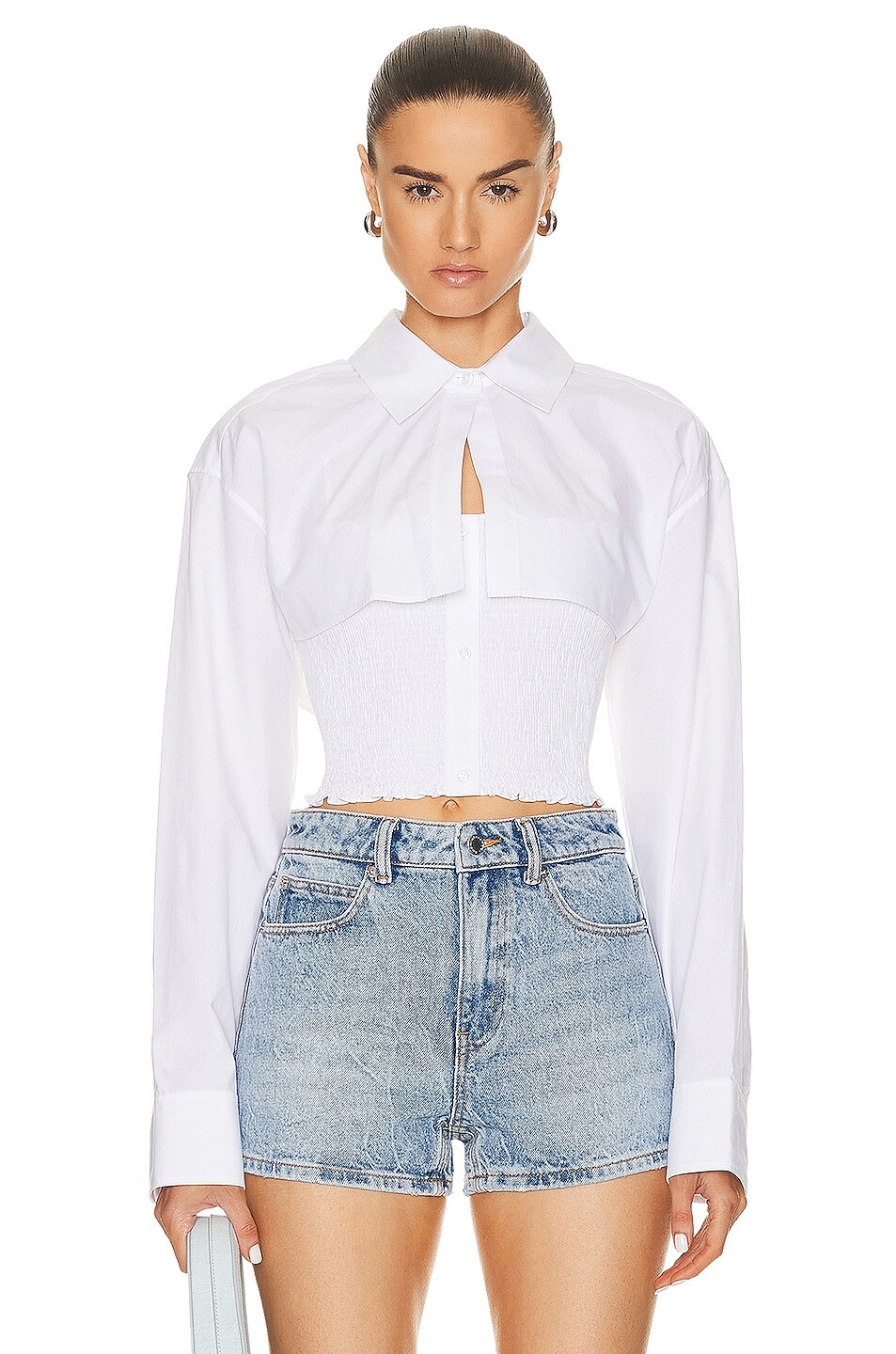 

Рубашка Alexander Wang Smocked Cami Overshirt Twinset, белый