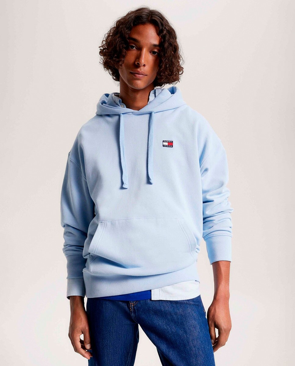 

Мужская толстовка с капюшоном свободного кроя Tommy Jeans, светло-синий