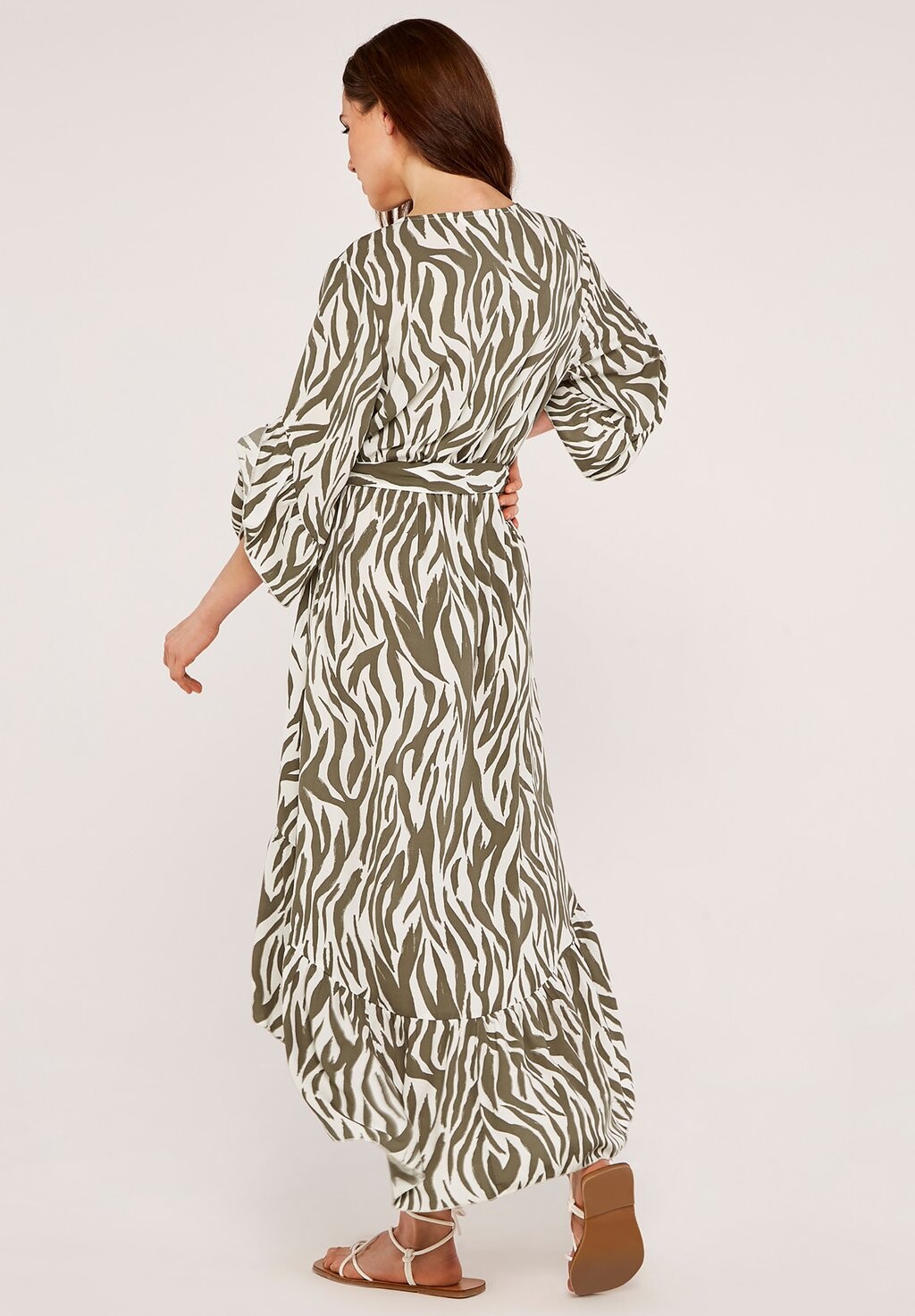 

Дневное платье ZEBRA PRINT DIPPED HEM MIDI Apricot, бежевый