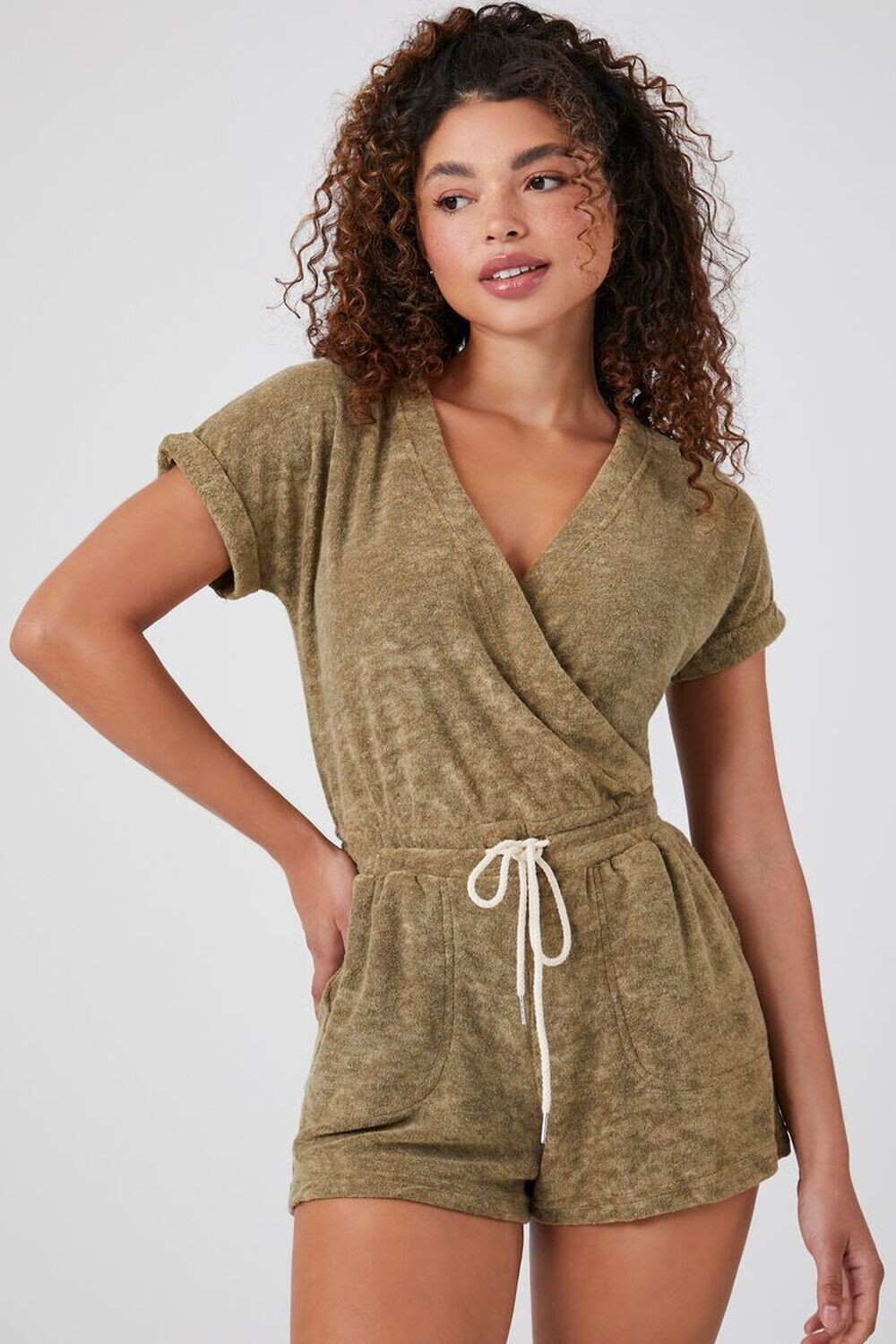 

Комбинезон из французской махровой ткани Forever 21, оливковый