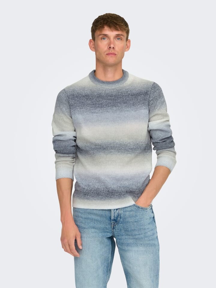 

Пуловер Only&Sons Strick Rundhals Flachstrick Regular Fit, серый