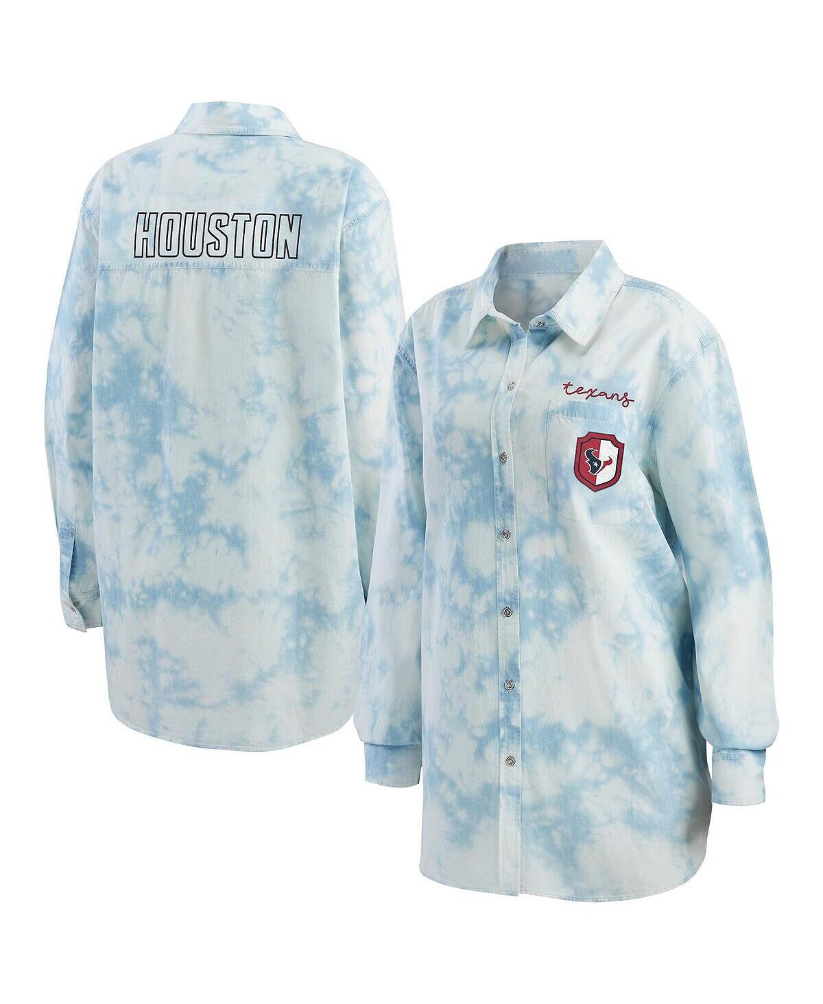 

Женская джинсовая рубашка на пуговицах с длинными рукавами Houston Texans Chambray кислотной стирки WEAR by Erin Andrews