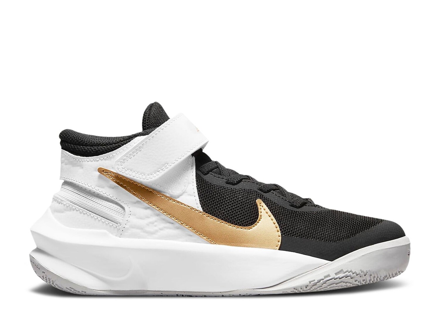 

Кроссовки Nike Team Hustle D10 Flyease Gs 'Black White Metallic Gold', черный