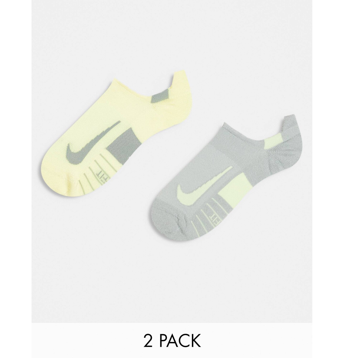 

Набор из 2 носков Nike Running Multiplier серого и желтого цветов для невидимок