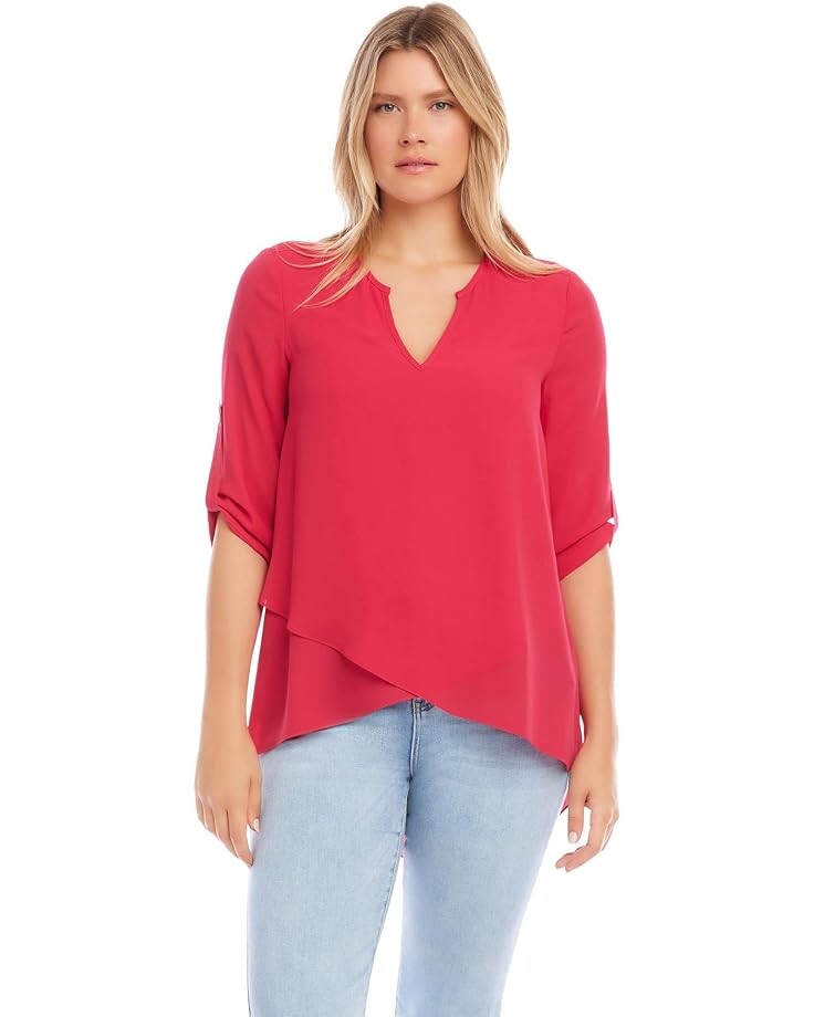 

Топ Karen Kane Asymmetrical Hem Wrap, розовый