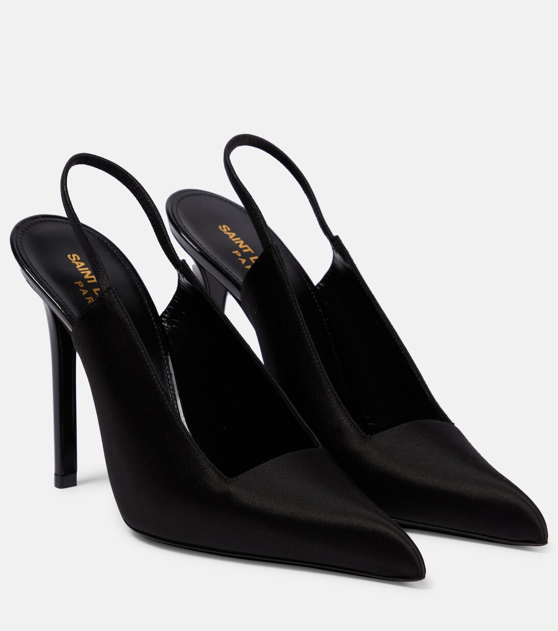 

Туфли Raven с ремешком на пятке из атласного крепа Saint Laurent, черный