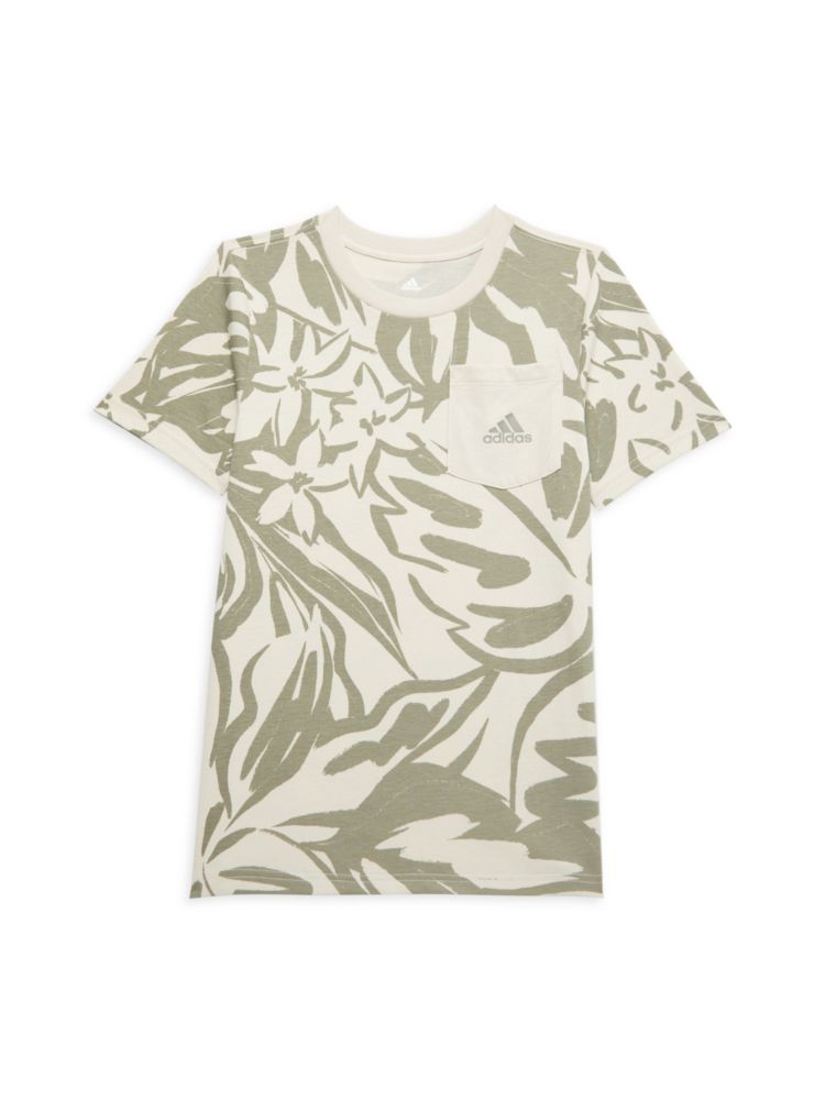 

Футболка с карманом и принтом для мальчиков Adidas, цвет Green Cream