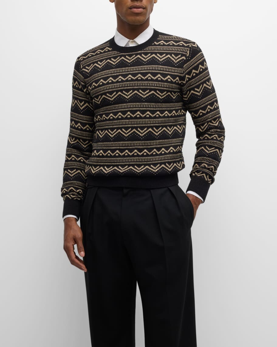 

Мужской свитер из шелка и кашемира с узором Ralph Lauren Purple Label, Черный