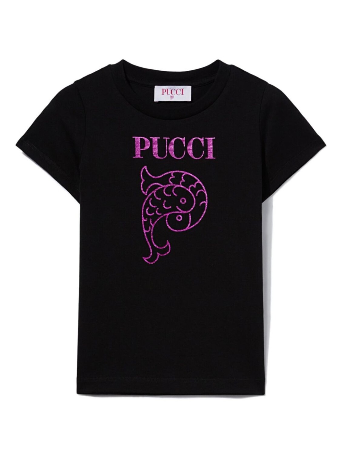 

PUCCI Junior футболка из хлопка с вышитым логотипом, черный