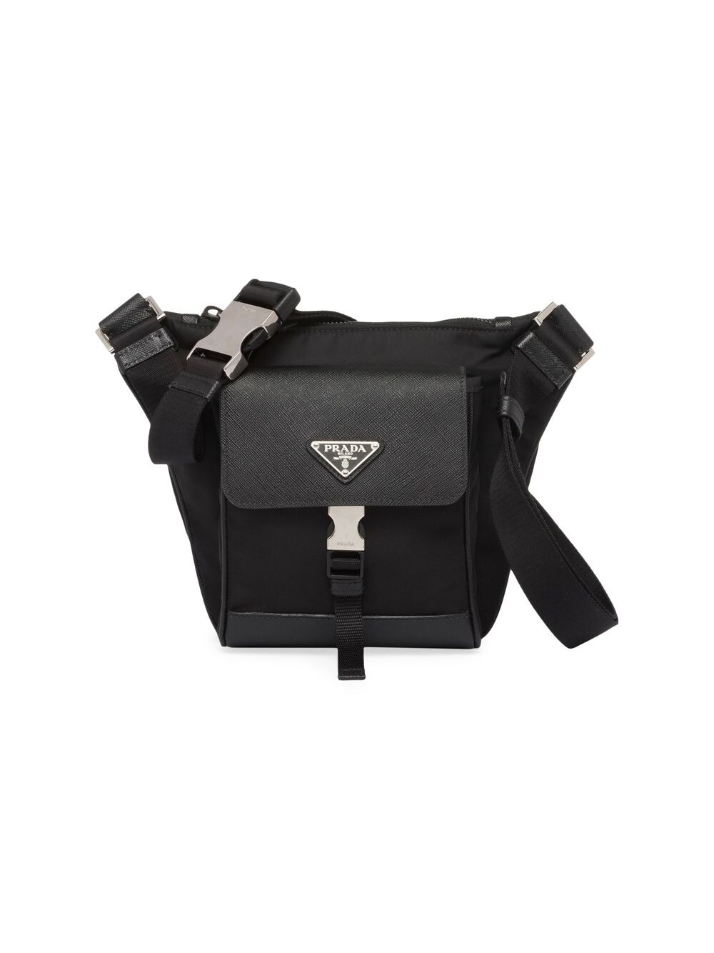 

Сумка через плечо из нейлона и сафьяновой кожи Prada, черный