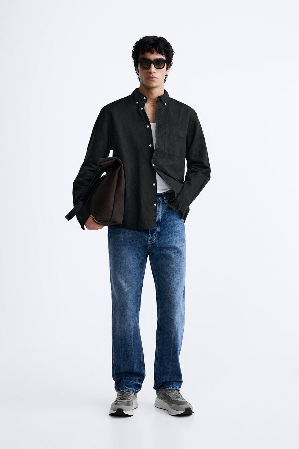 

Кожаные кроссовки для бега ZARA, серый