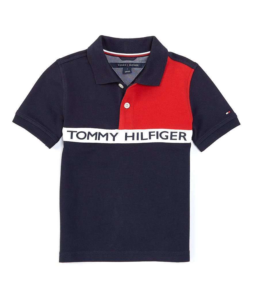 Рубашка-поло с короткими рукавами Tommy Hilfiger Little Boys 2T-7 Nasir, синий
