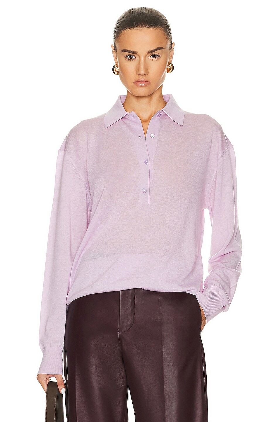 

Топ Toteme Merino Wool Polo Knit, сиреневый
