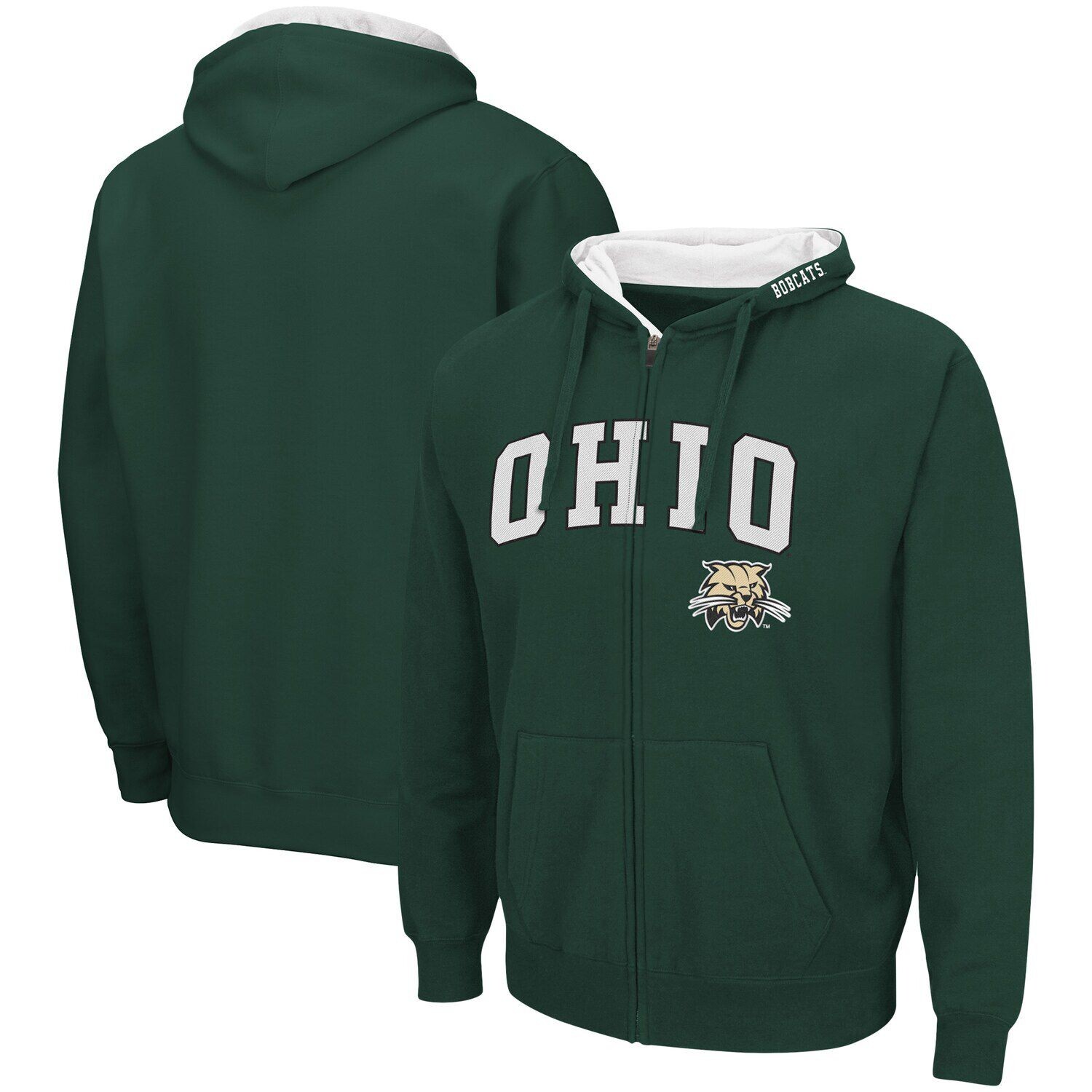 

Мужская толстовка с молнией во всю длину Colosseum Green Ohio Bobcats Arch & Logo 3.0