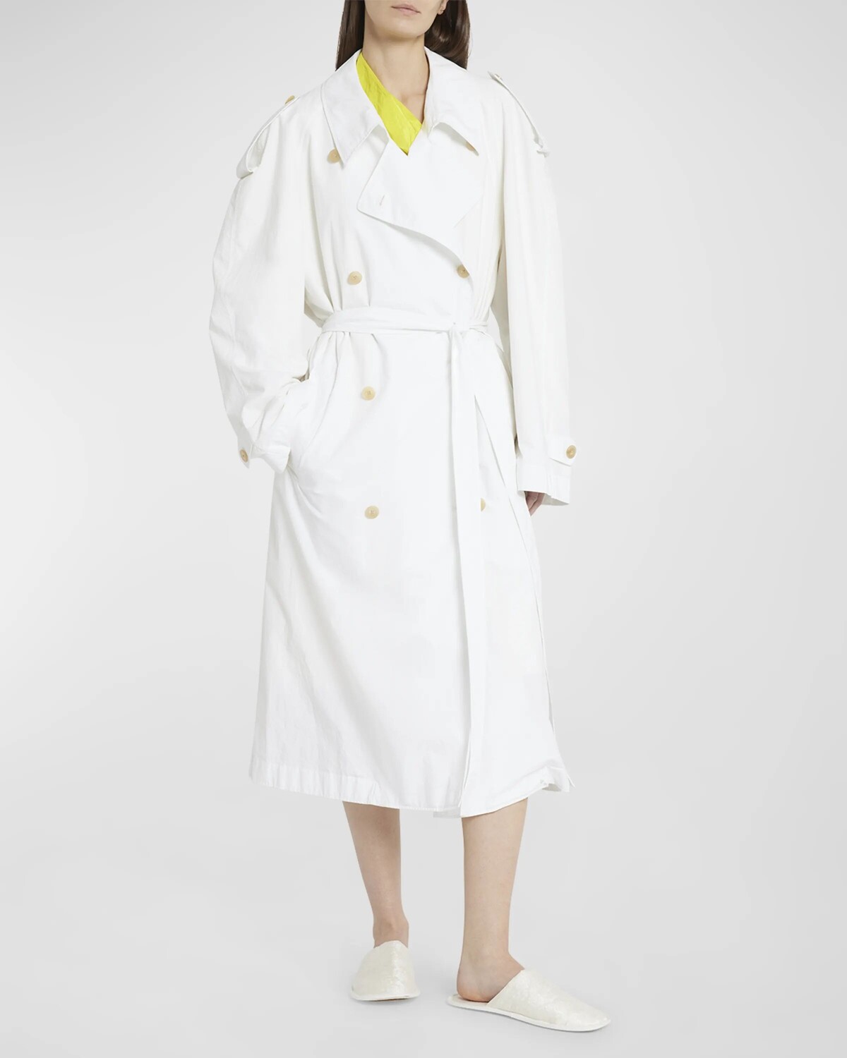 

Длинный тренч Denver с поясом THE ROW, цвет Off White