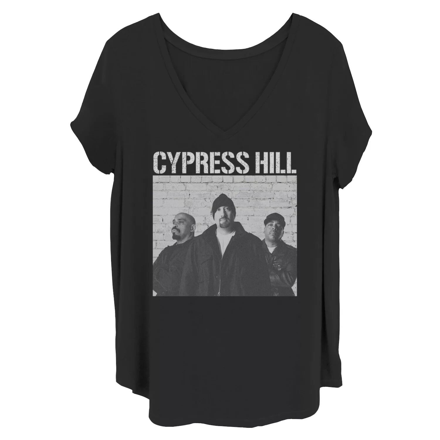 

Футболка Juniors' Plus Cypress Hill Brick Wall с V-образным вырезом и рисунком Licensed Character