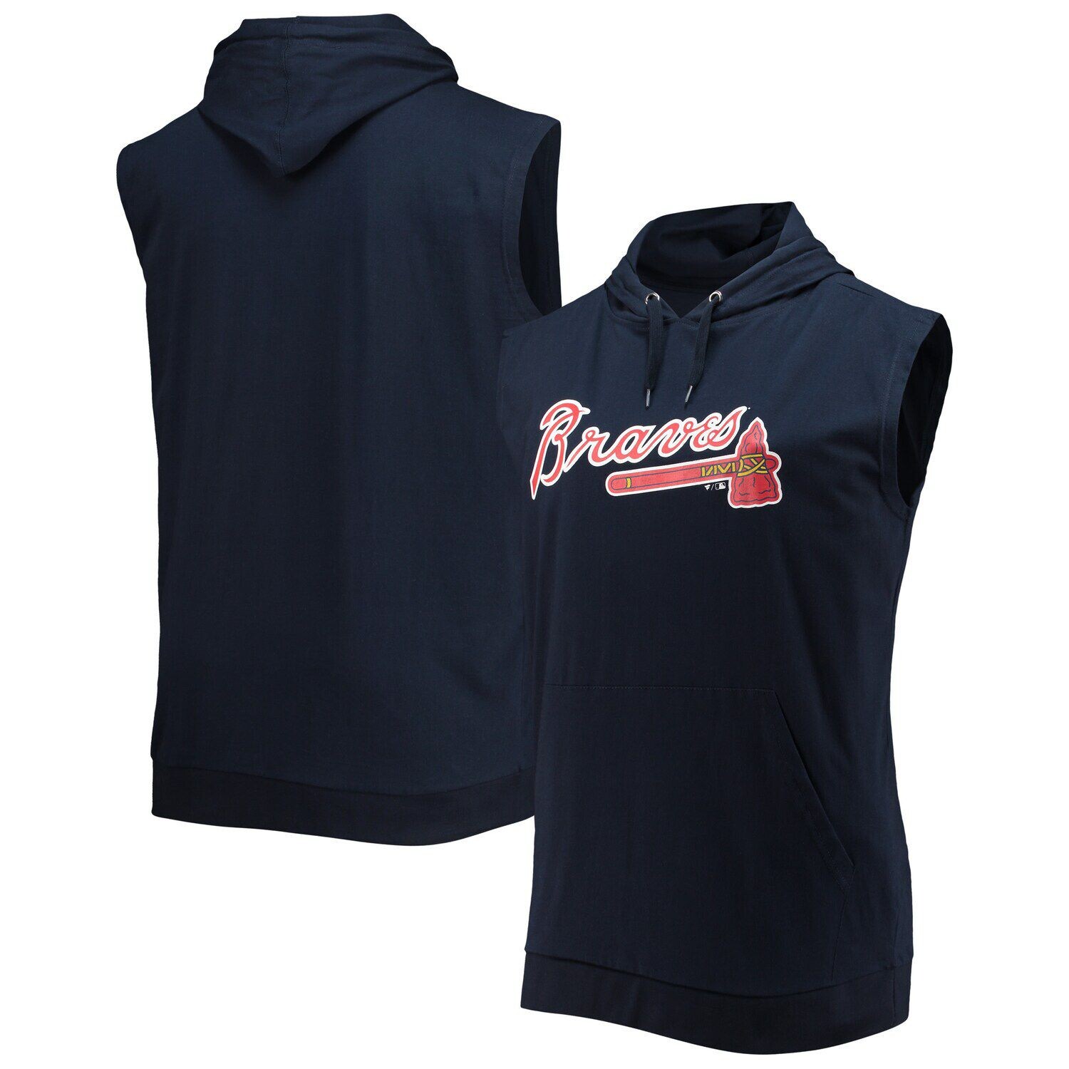 

Мужской темно-синий пуловер без рукавов с капюшоном Atlanta Braves Jersey Muscle