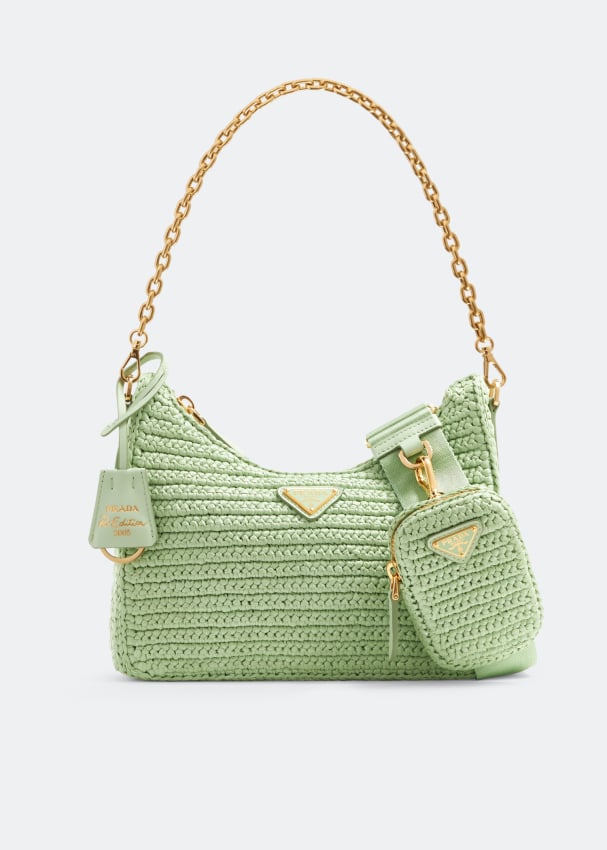 Сумка Prada Re-Edition 2005 Crochet Mini, зеленый миниатюрная кружевная сумка на плечо связанная крючком susan fang синий