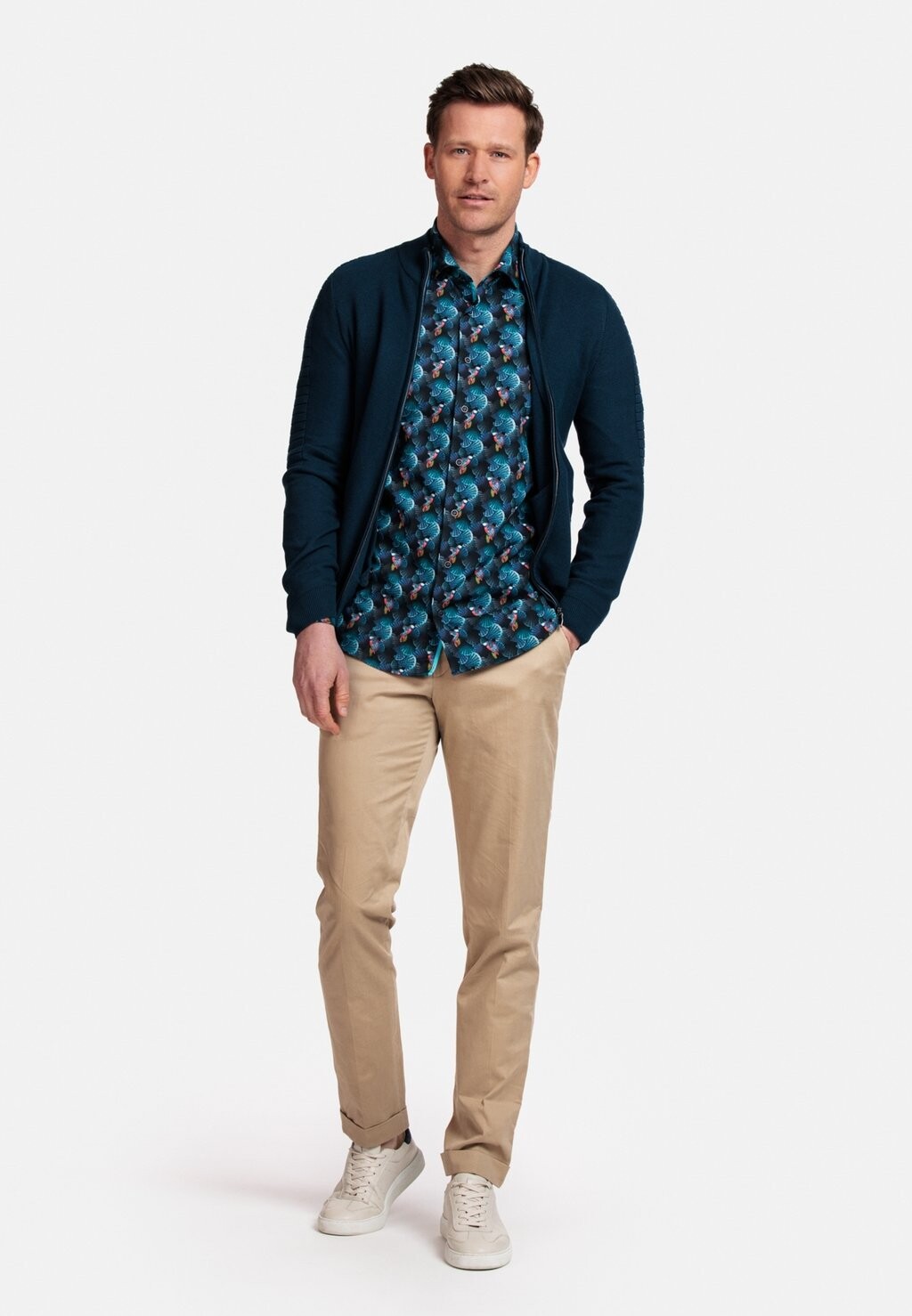 

Кардиган LANGE MOUW MODERN FIT OPSTAANDE KRAAG STRUCTUUR Baileys, бирюзовый