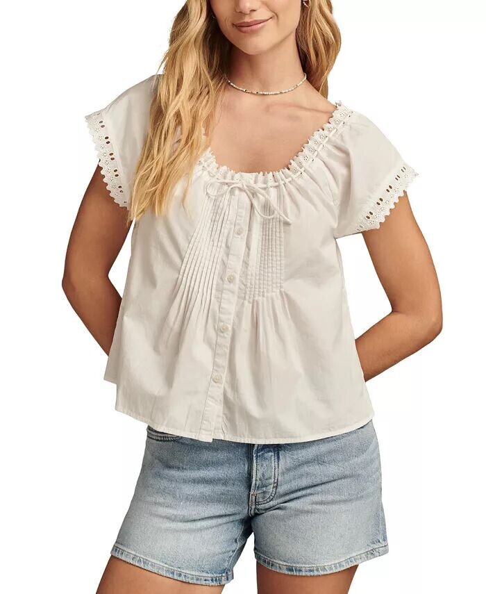 

Женская блузка Schiffli с защипами Lucky Brand, белый